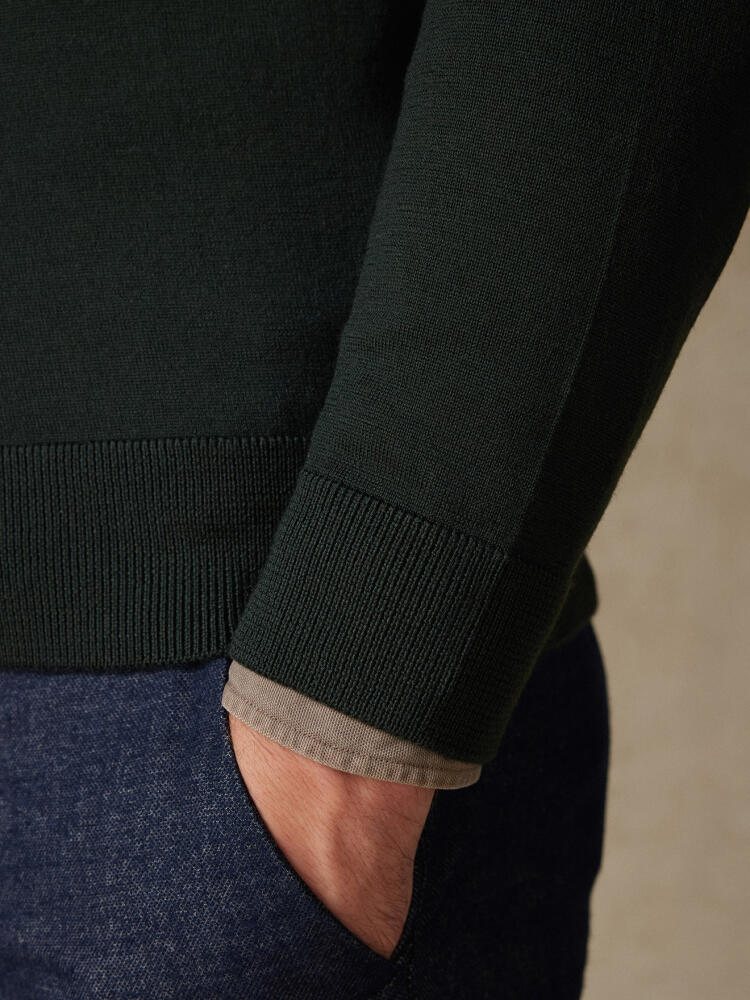 Greg Half Zip in kaki merino