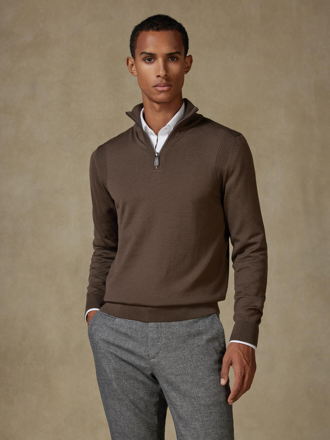 Half Zip Greg in lana merino visone
