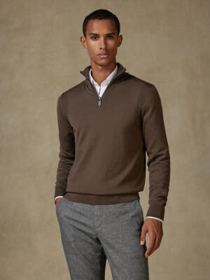 Half Zip Greg in lana merino visone