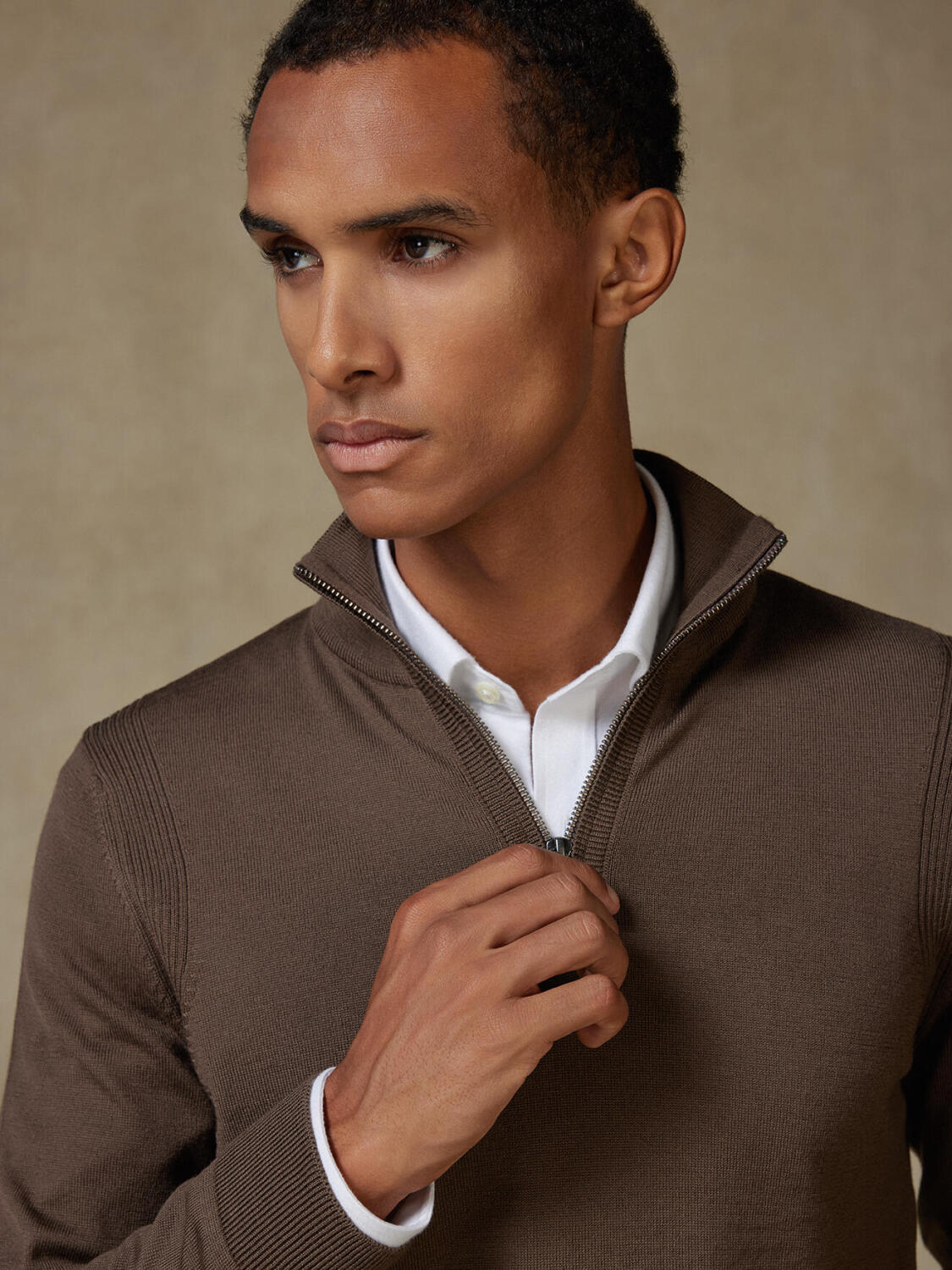 Half Zip Greg in lana merino visone