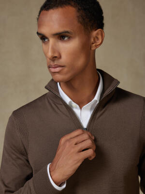 Half Zip Greg in lana merino visone