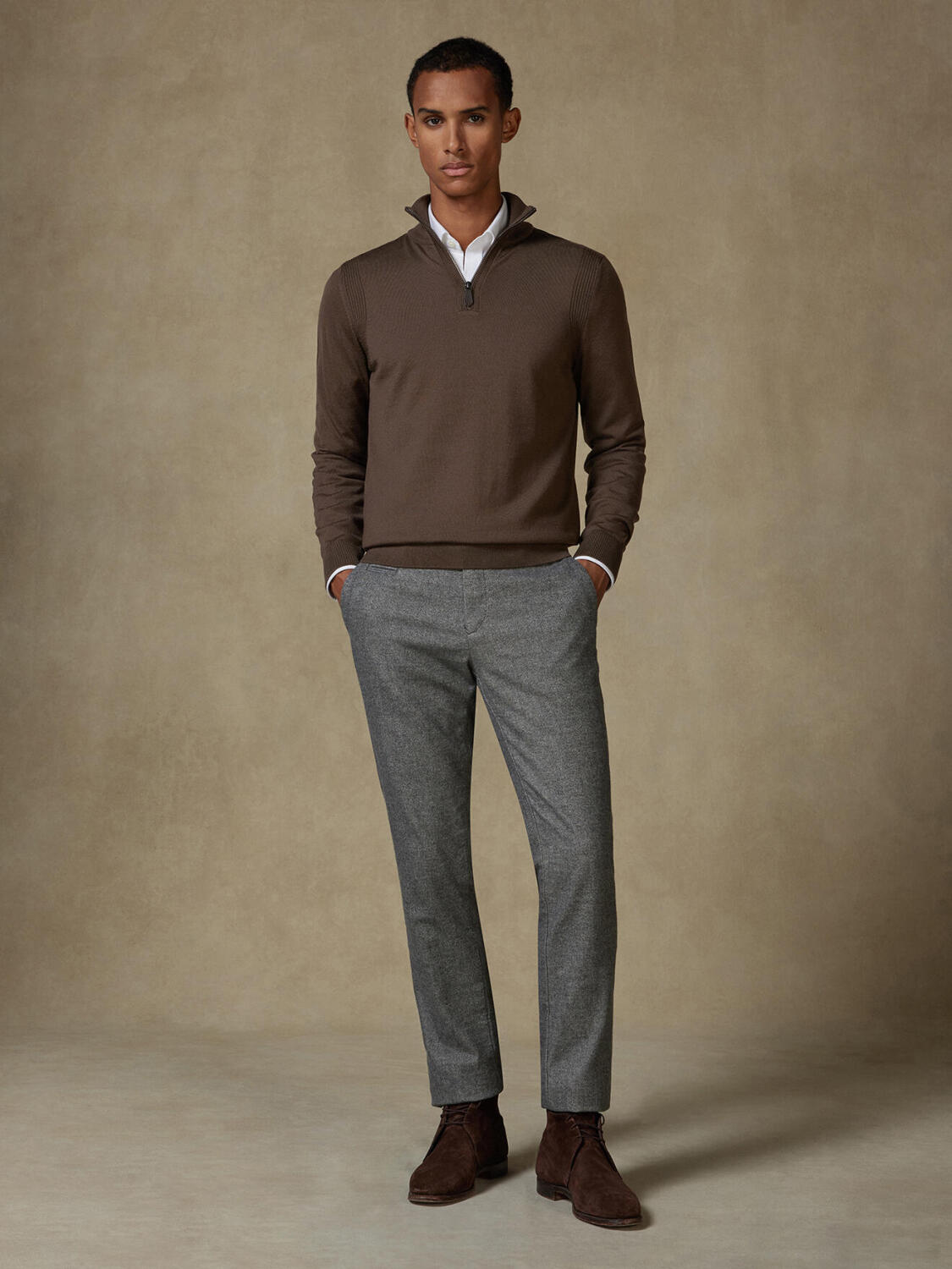 Half Zip Greg in lana merino visone