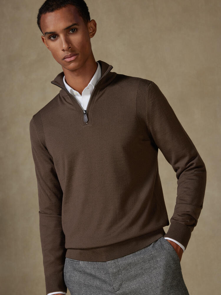 Half Zip Greg in lana merino visone
