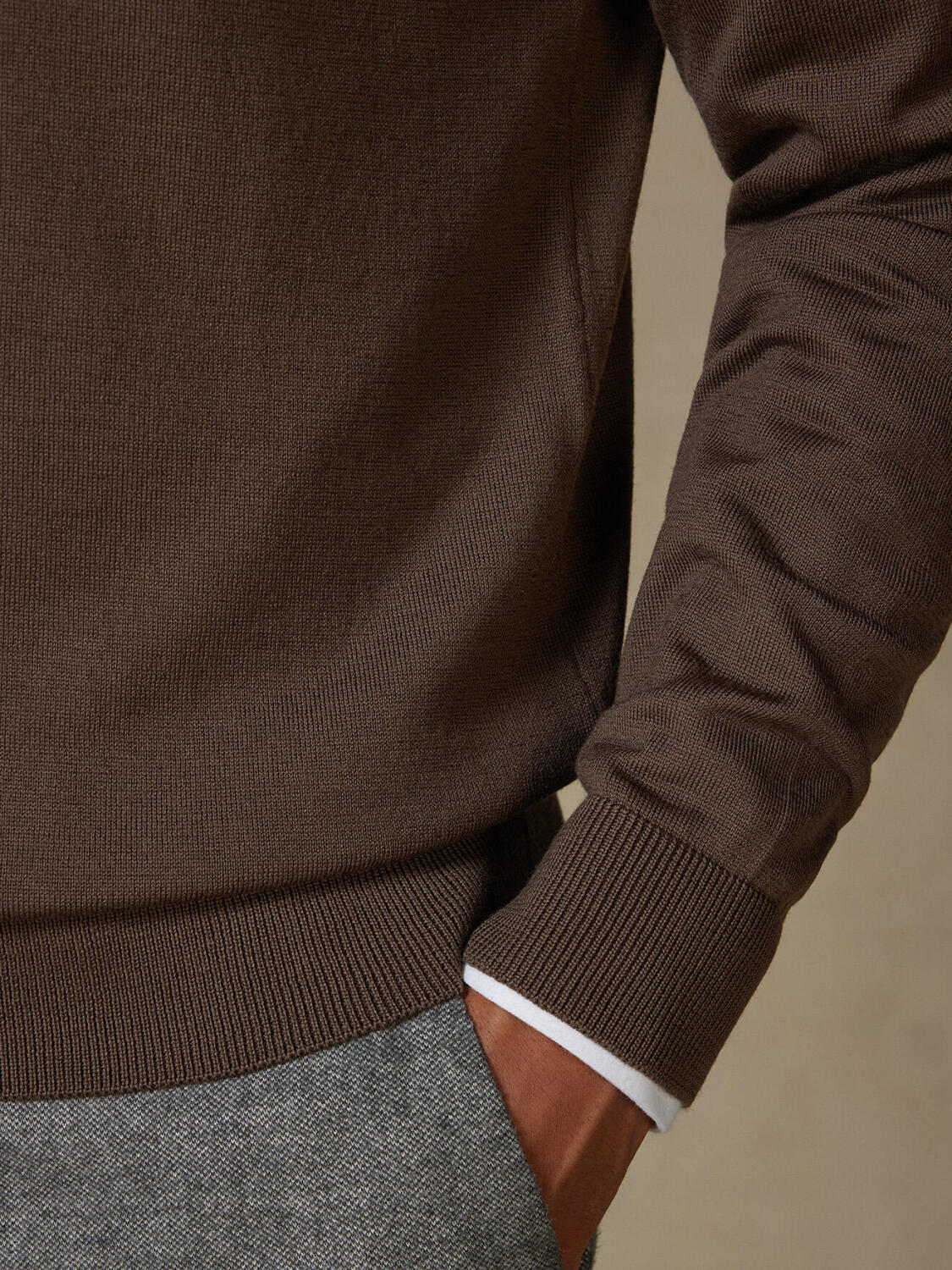 Half Zip Greg in lana merino visone