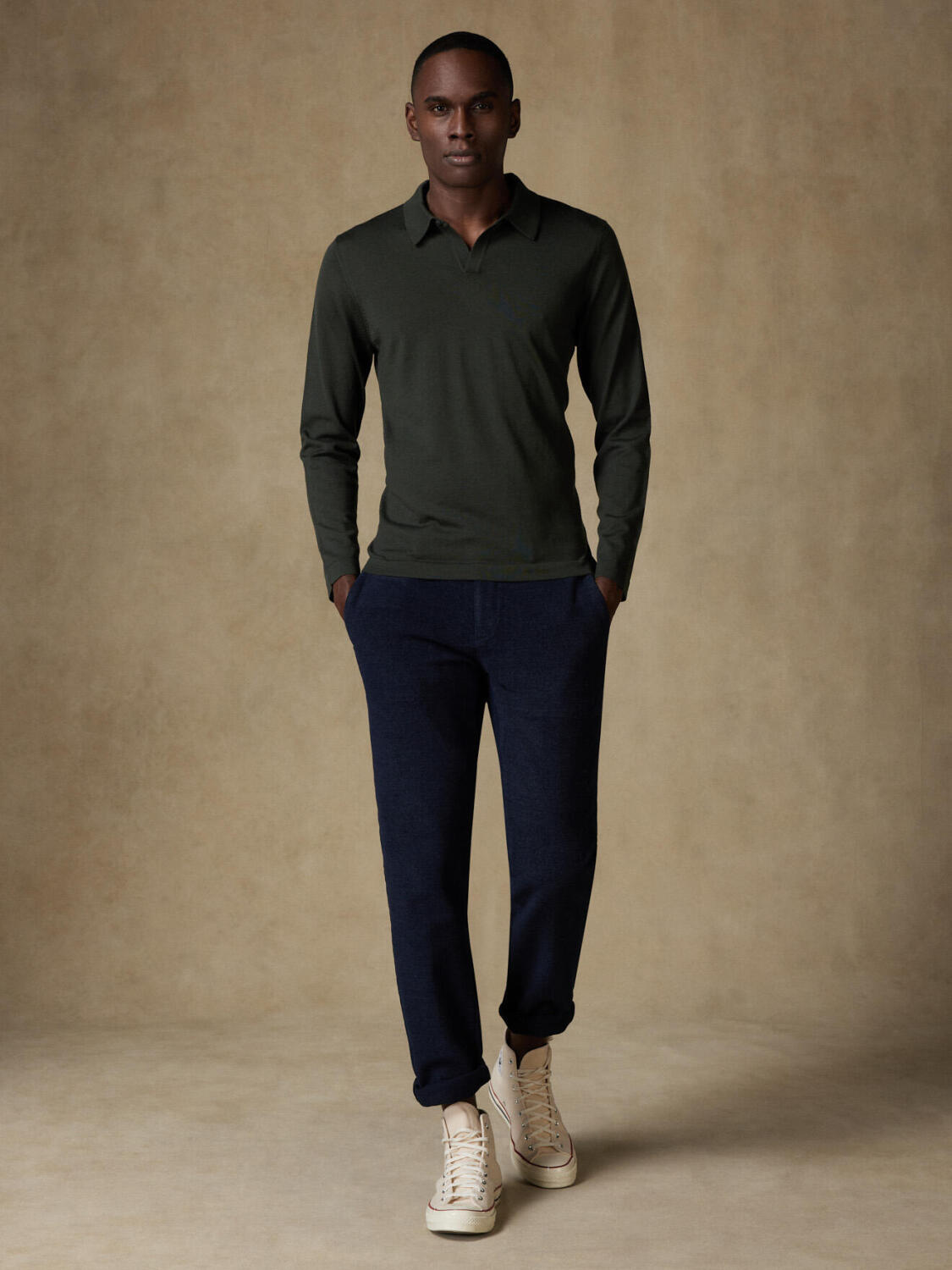 Ivy Poloshirt in grüner Merinowolle