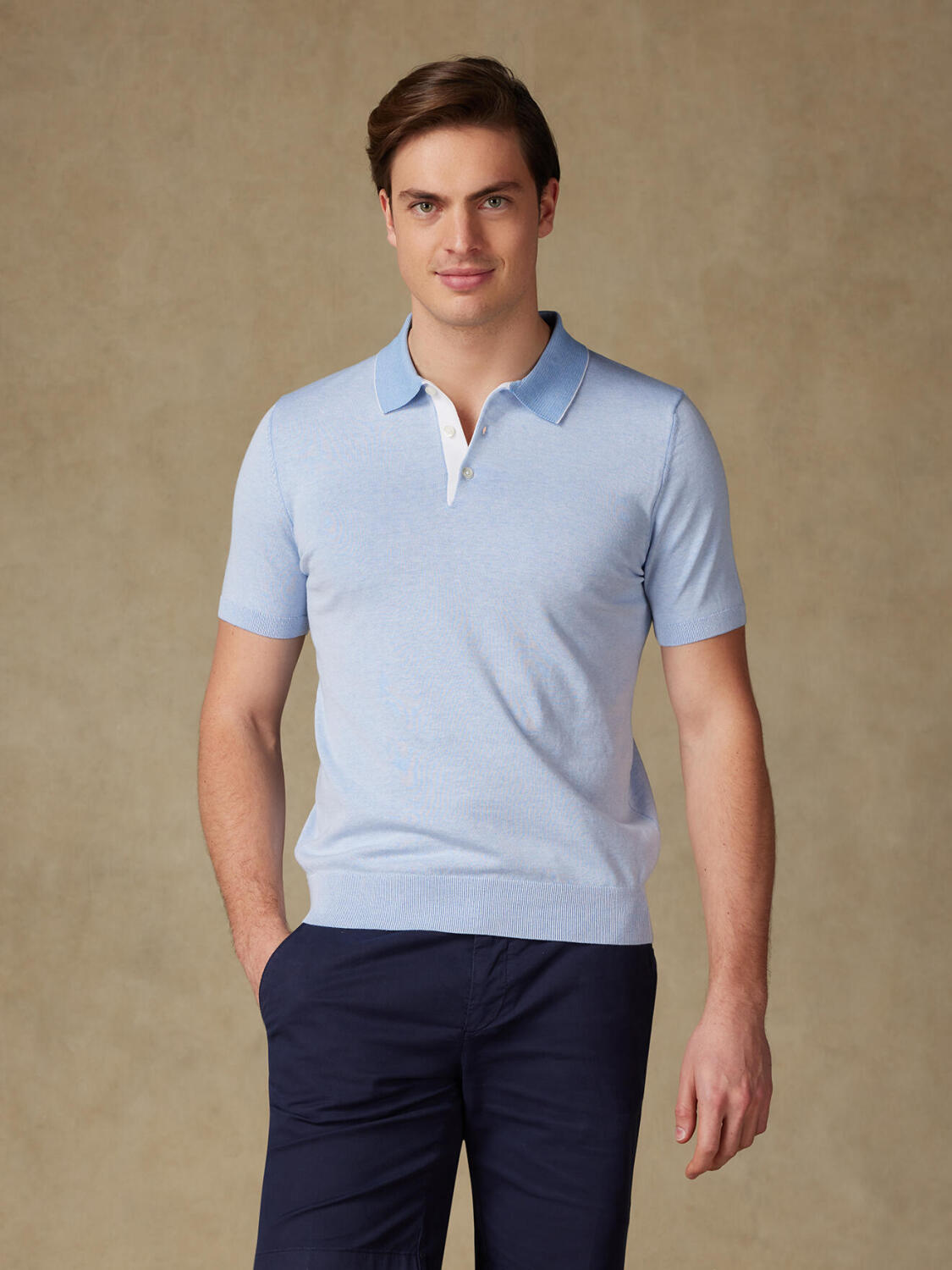 Elbe poloshirt in hemelsblauw jersey