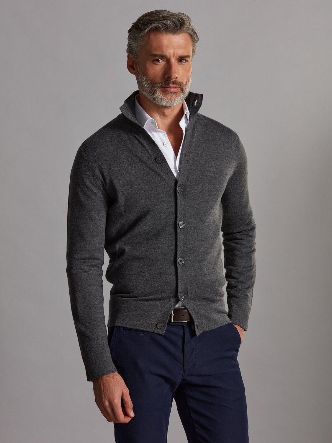 Bruce cardigan in anthracite merino