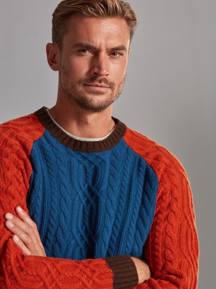 Pull Aran en lambswool paon