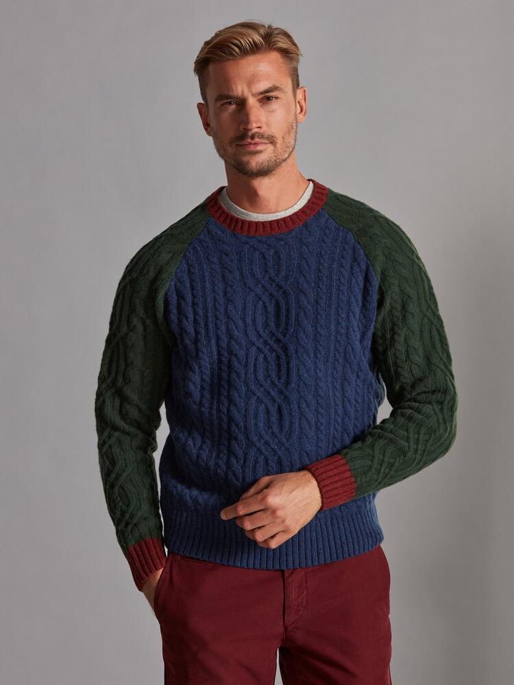 Aran jumper in indigo lambswool