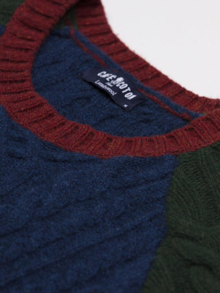 Aran jumper in indigo lambswool