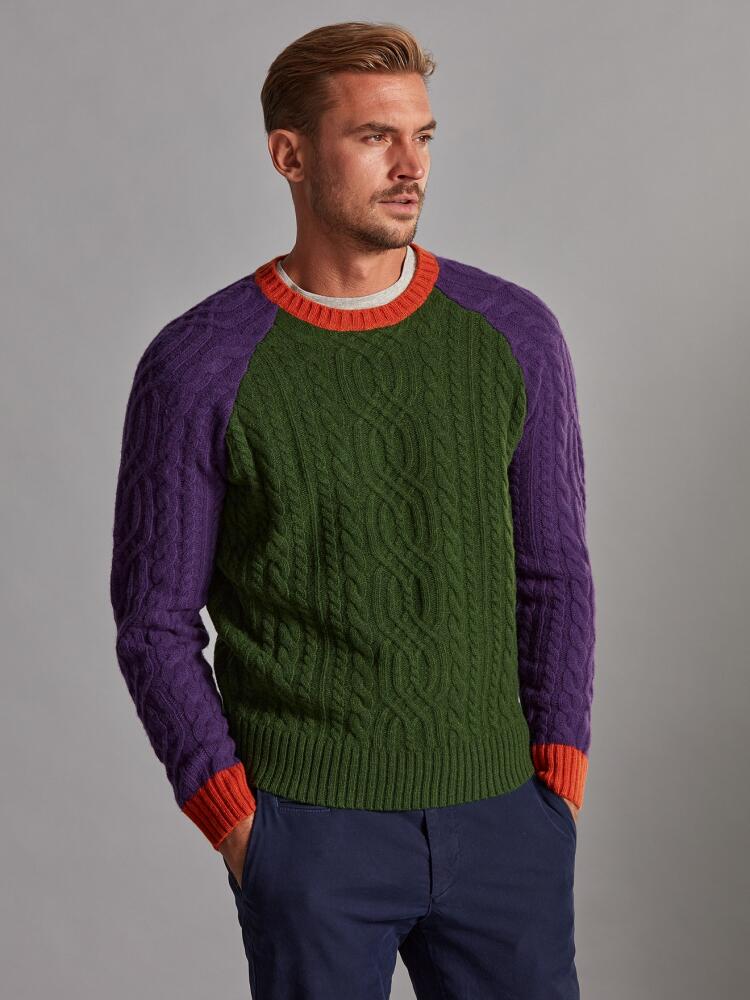 Pull Aran en lambswool avocat