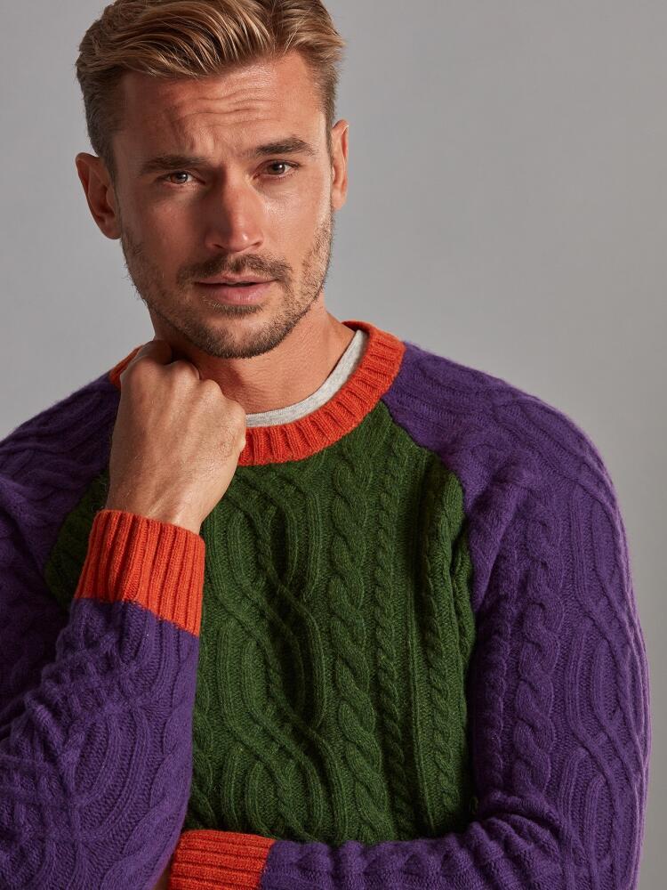 Pull Aran en lambswool avocat