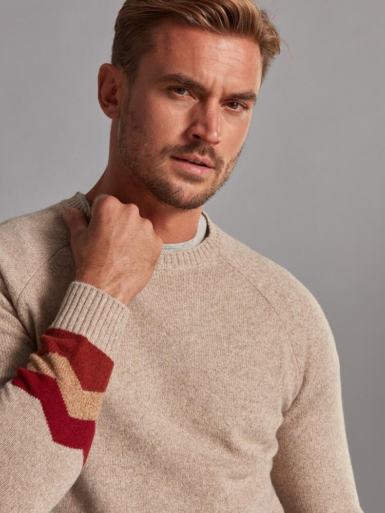 Burt round neck in oatmeal lambswool