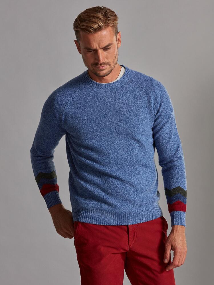 Col rond Burt en lambswool bleu