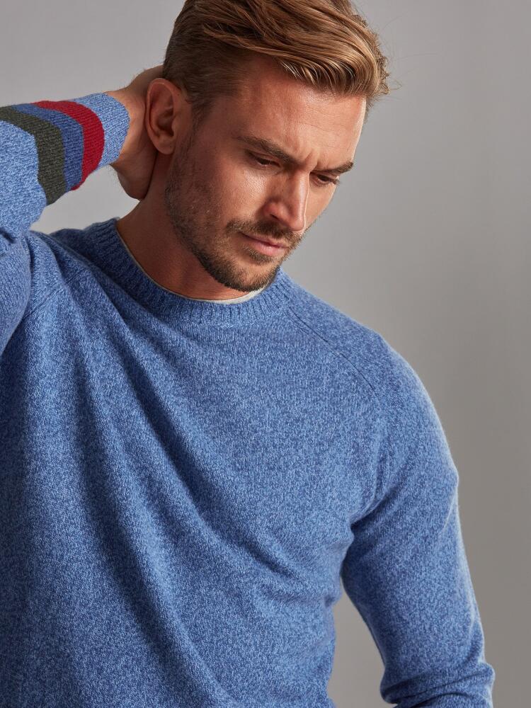 Col rond Burt en lambswool bleu