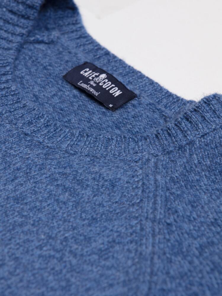 Col rond Burt en lambswool bleu