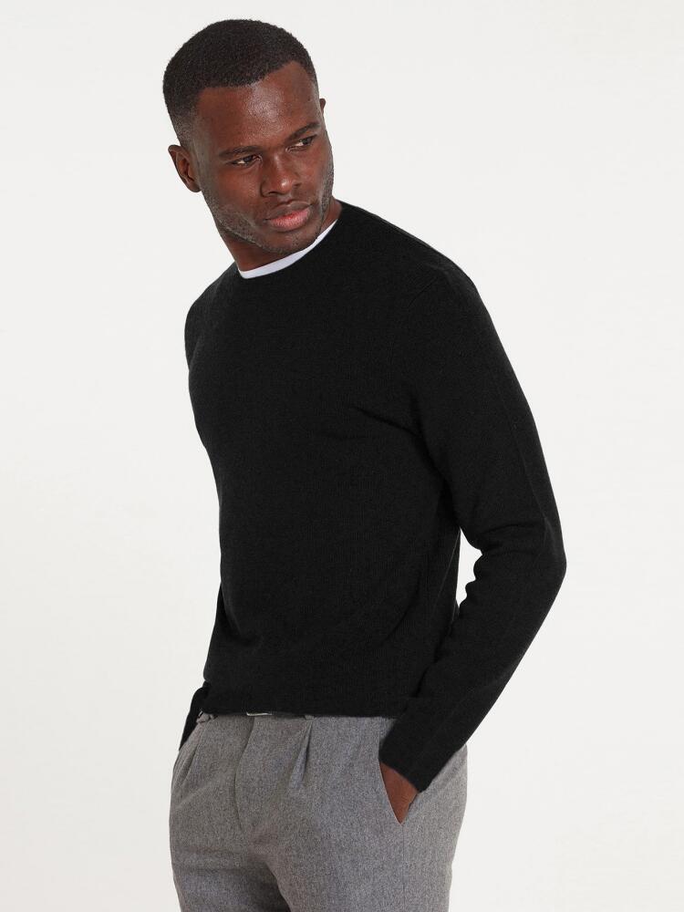 Lambswool black round neck jumper