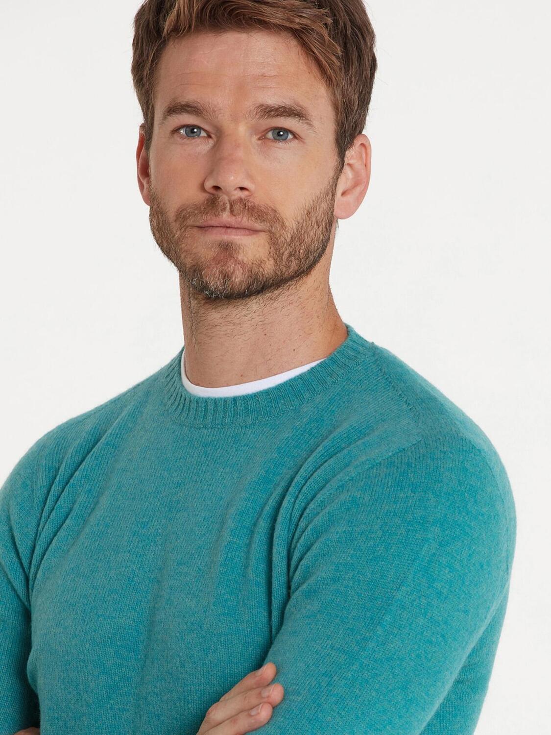 Pull col rond bleu lagon en geelong