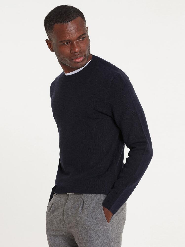 Lambswool navy round neck jumper