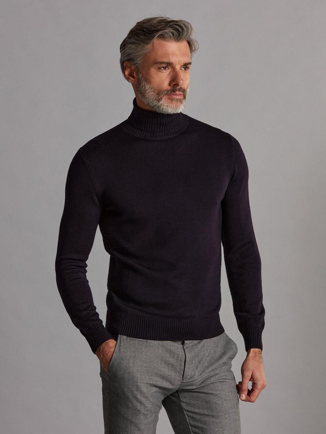 Bart turtleneck in navy blue merino