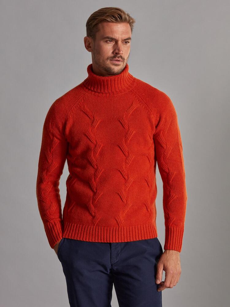 Becky twist turtleneck in orange lambswool