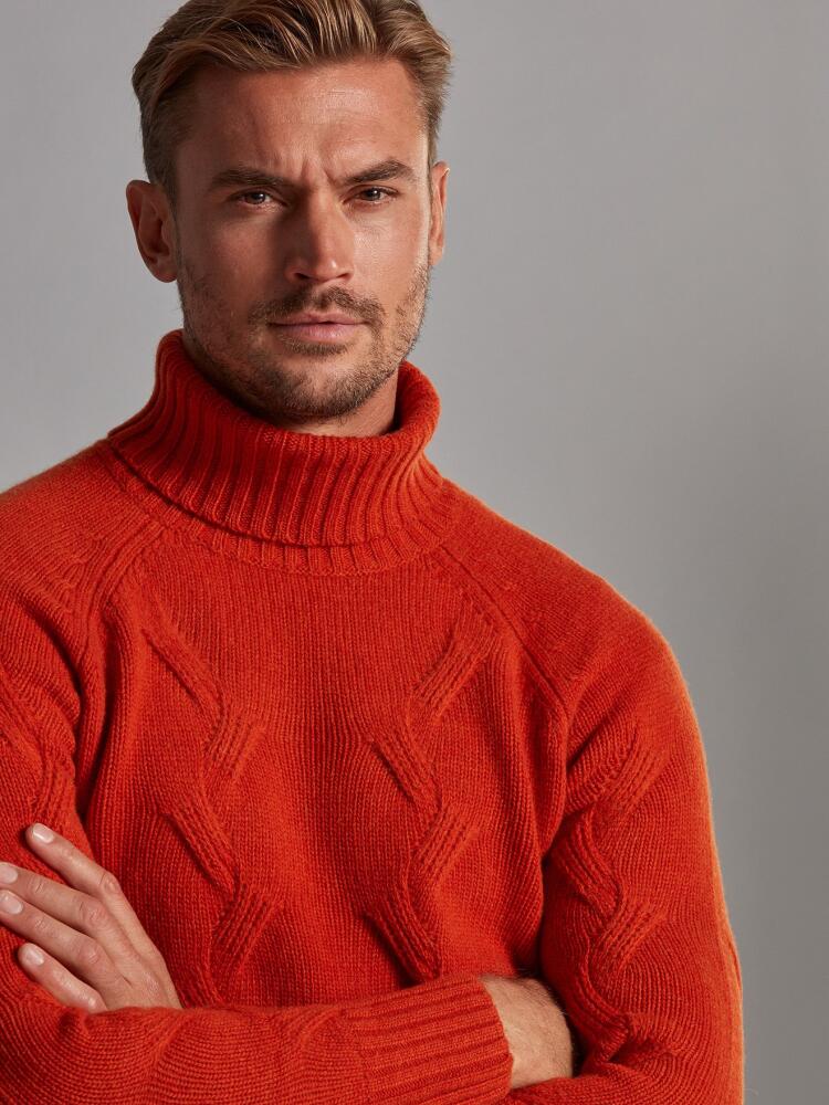 Becky twist turtleneck in orange lambswool