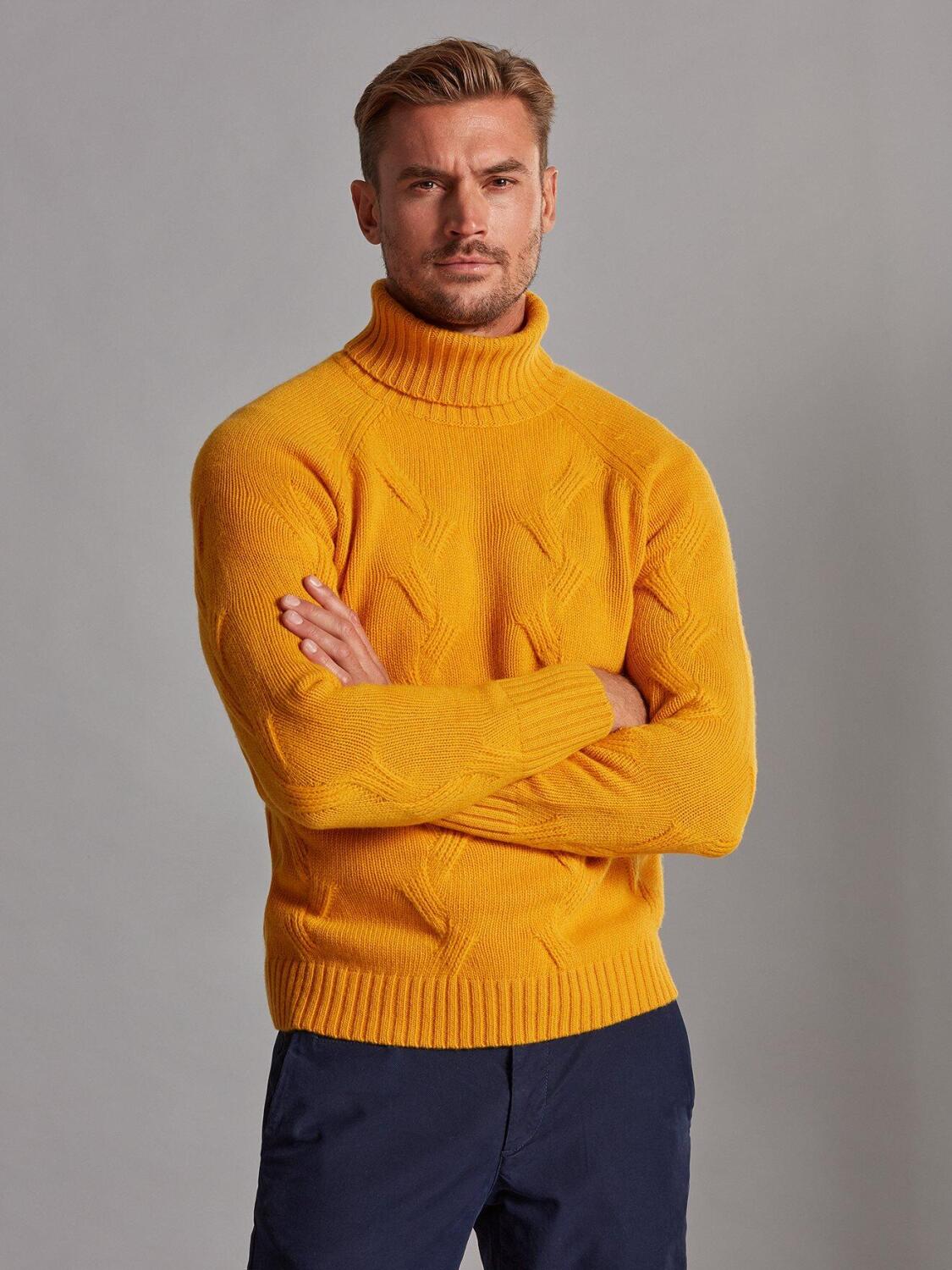 Becky twist turtleneck in saffron lambswool