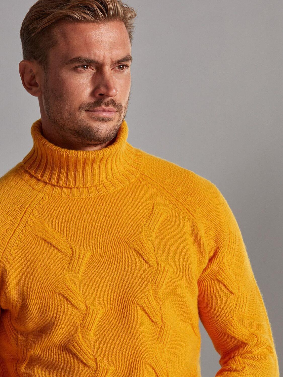 Becky twist turtleneck in saffron lambswool