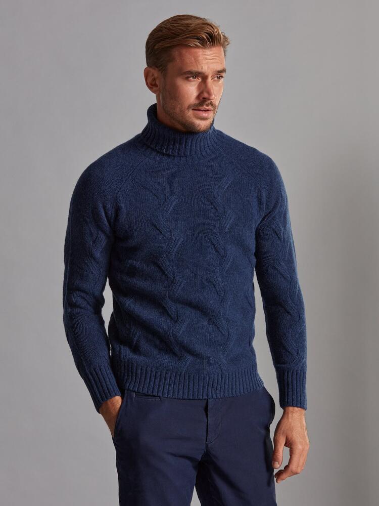 Becky twist turtleneck in indigo lambswool