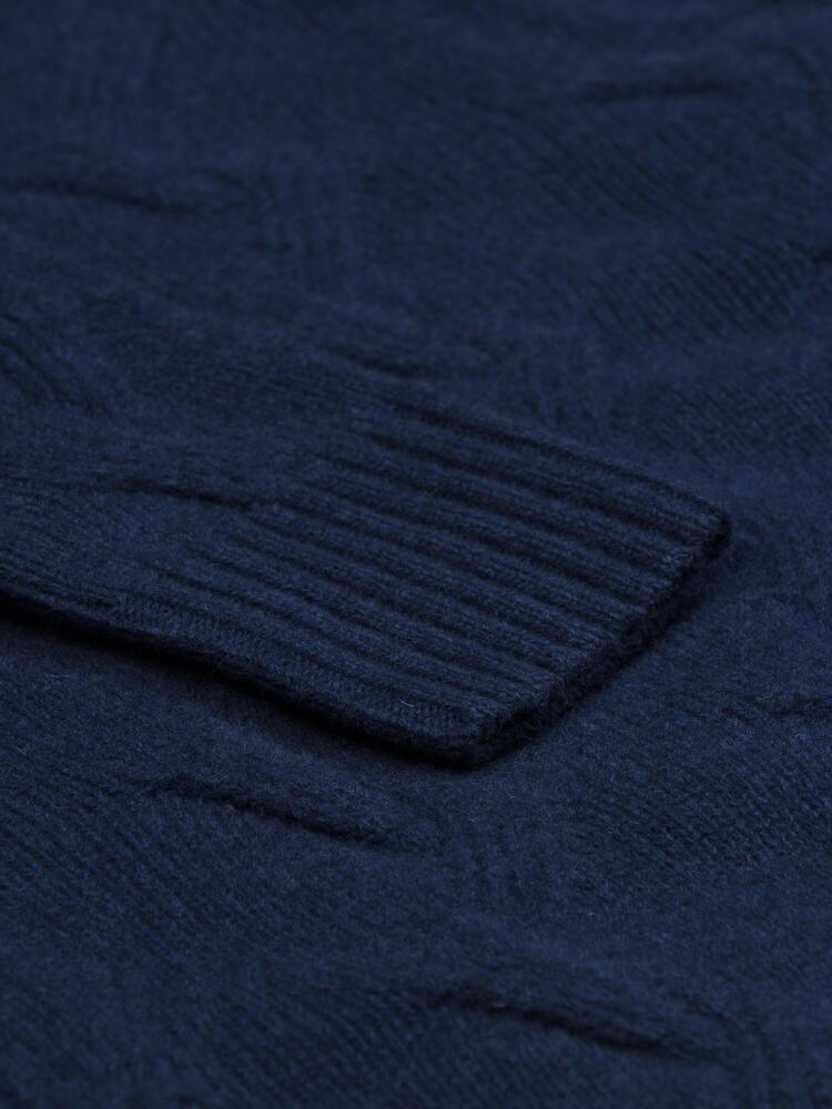 Zopfmuster-Rollkragenpullover Becky aus Lambswool Indigo