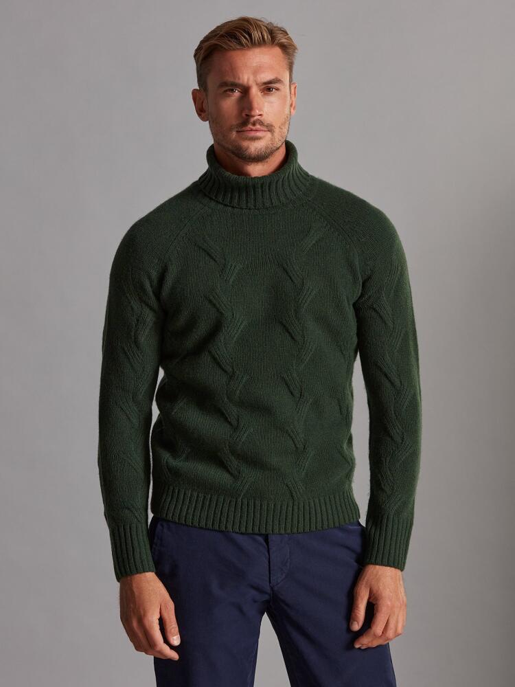 Col roulé torsadé Becky en lambswool vert