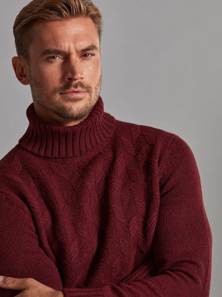 Col roulé structuré Bolton en lambswool bordeaux