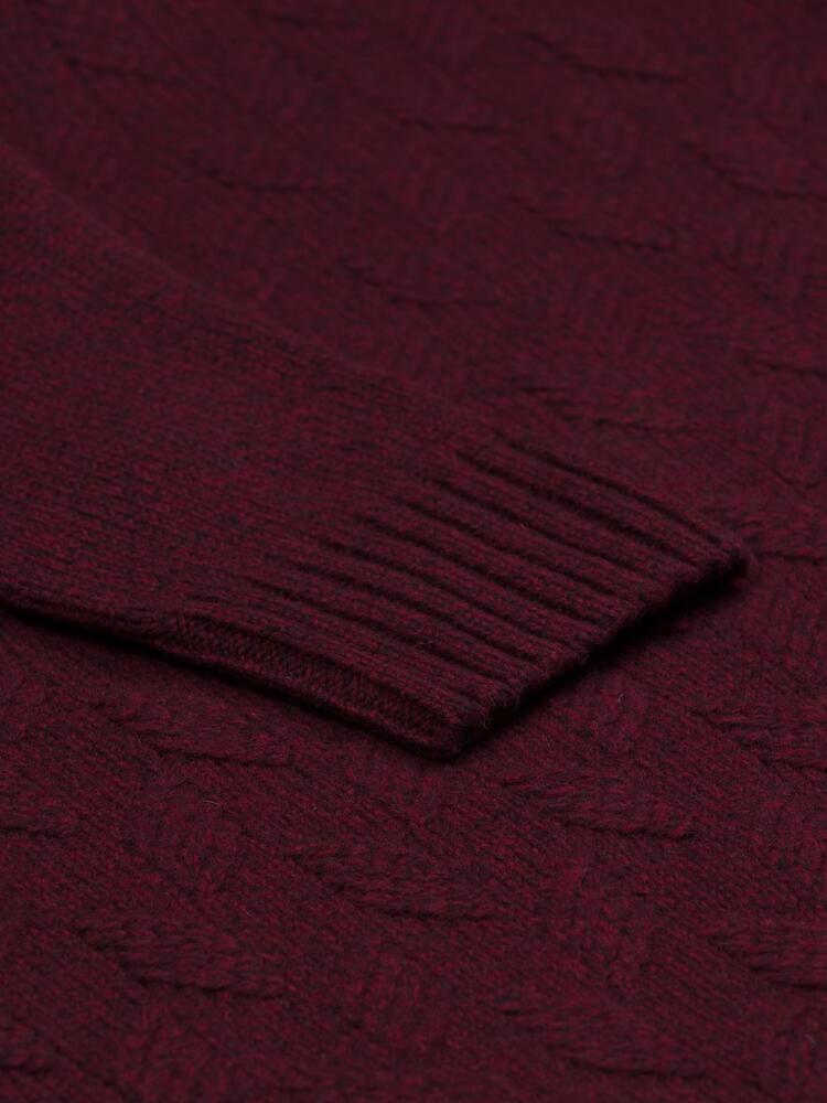 Col roulé structuré Bolton en lambswool bordeaux