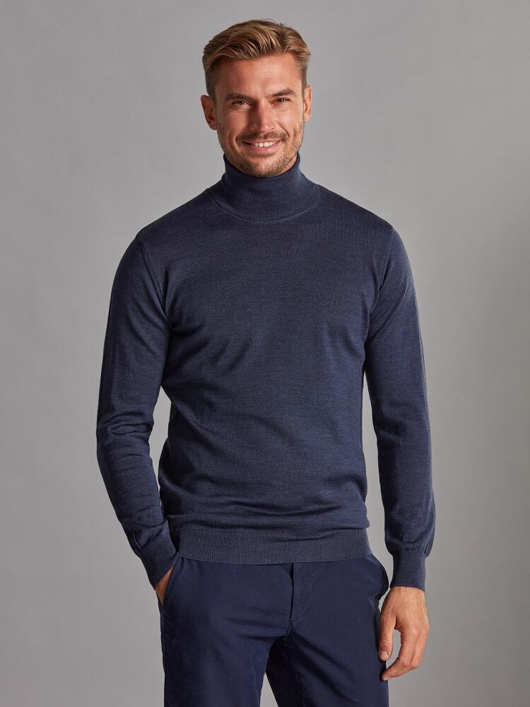 Bond turtleneck in indigo merino