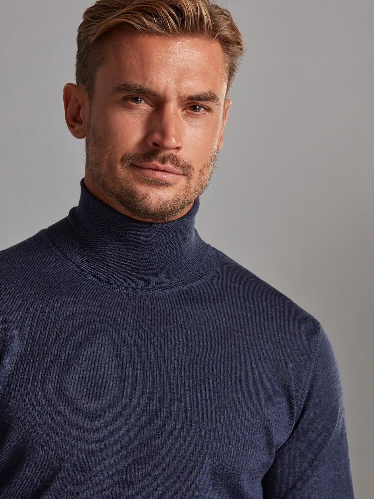 Bond turtleneck in indigo merino