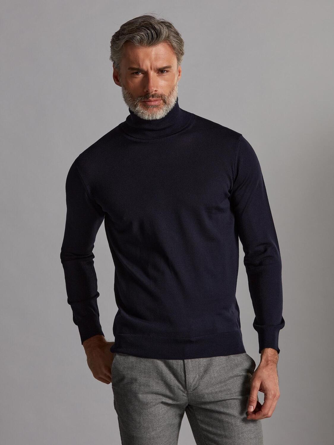 Bond marine merino wollen coltrui