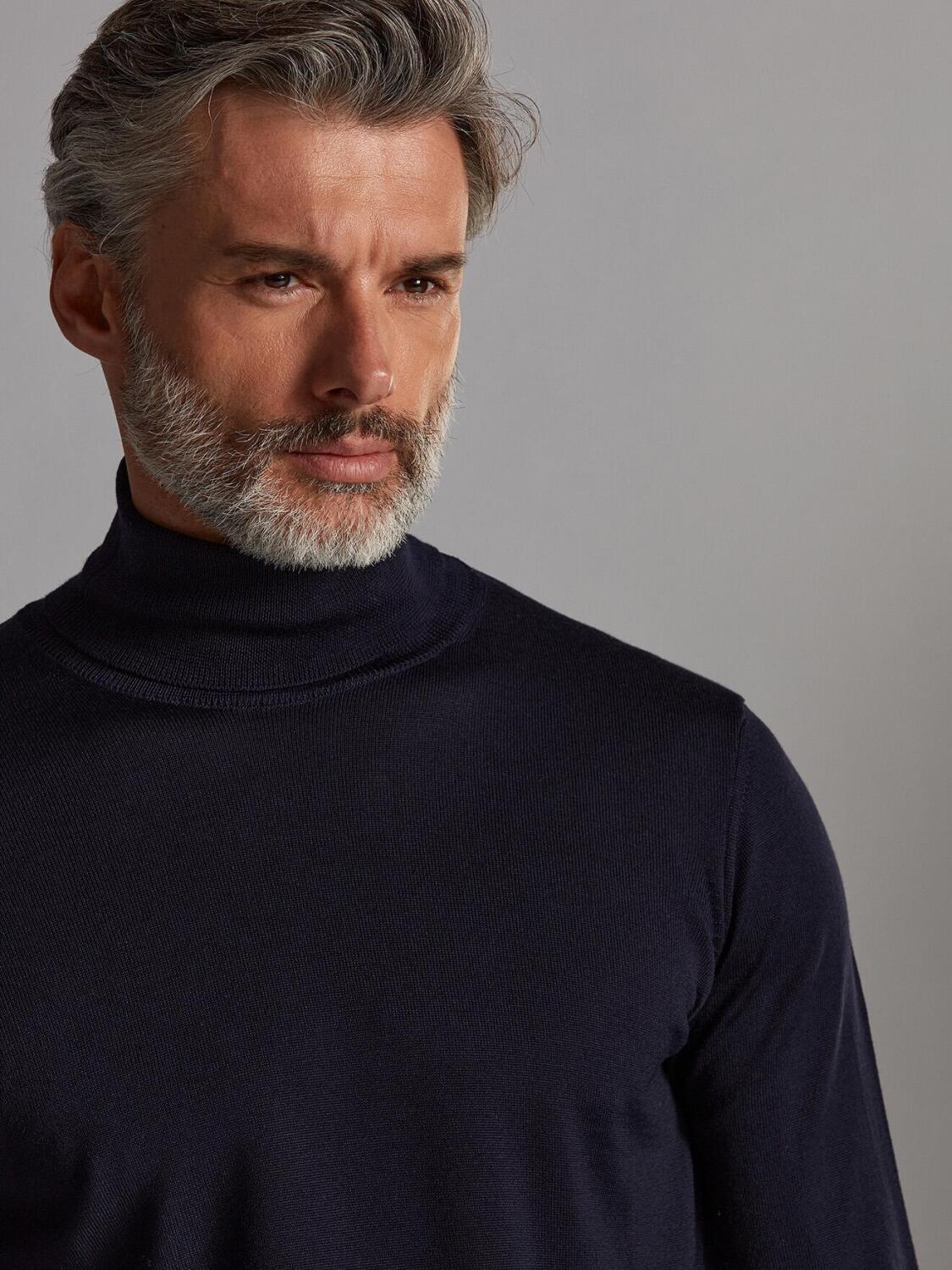 Bond marine merino wollen coltrui