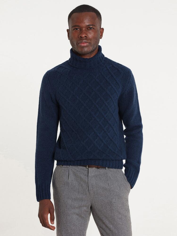 Lammwolle indigo irish Rollkragenpullover