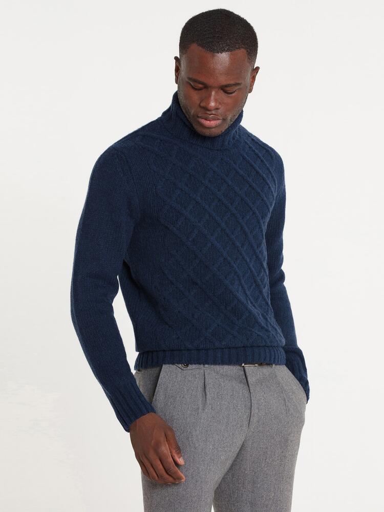 Lammwolle indigo irish Rollkragenpullover