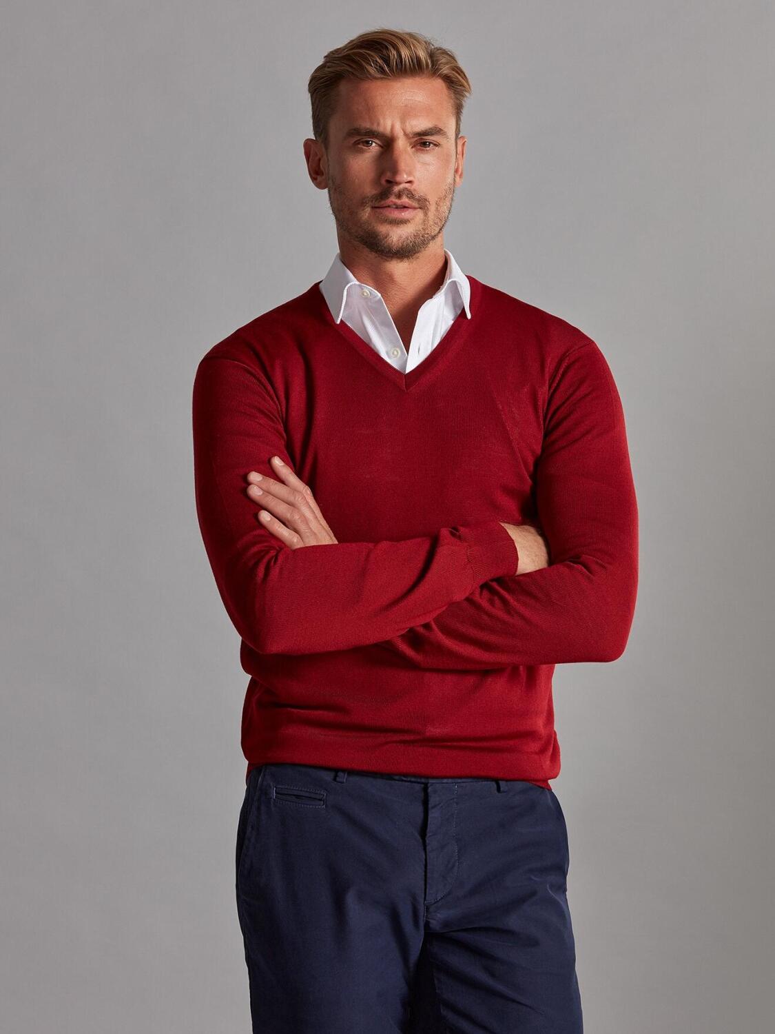 Benjy V-neck in red merino