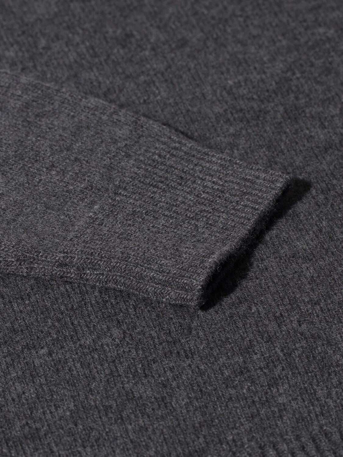 Maglione con scollo a V in lana d'agnello grigio scuro