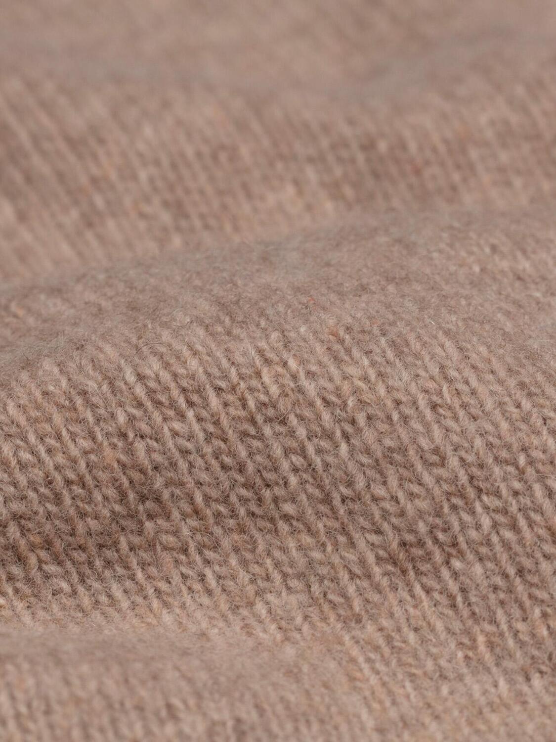 Beige V-Ausschnitt-Pullover aus Lammwolle