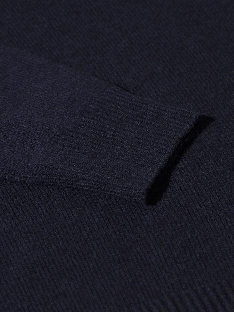 Marineblauer V-Ausschnitt-Pullover aus Lammwolle