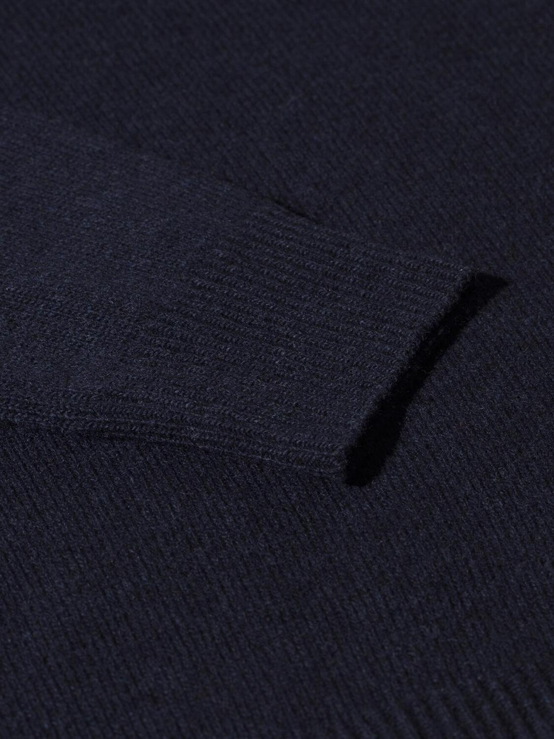 Maglione con scollo a V in lana d'agnello blu scuro