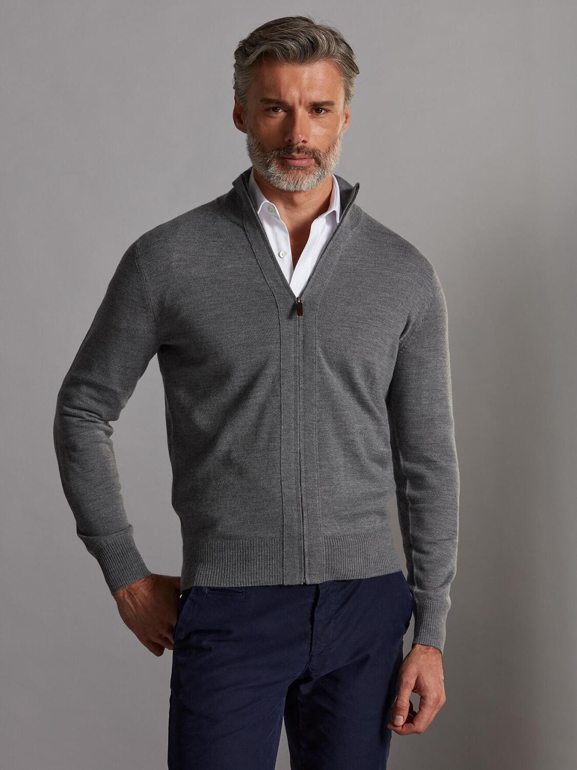 Bady vest met rits in grijs merino