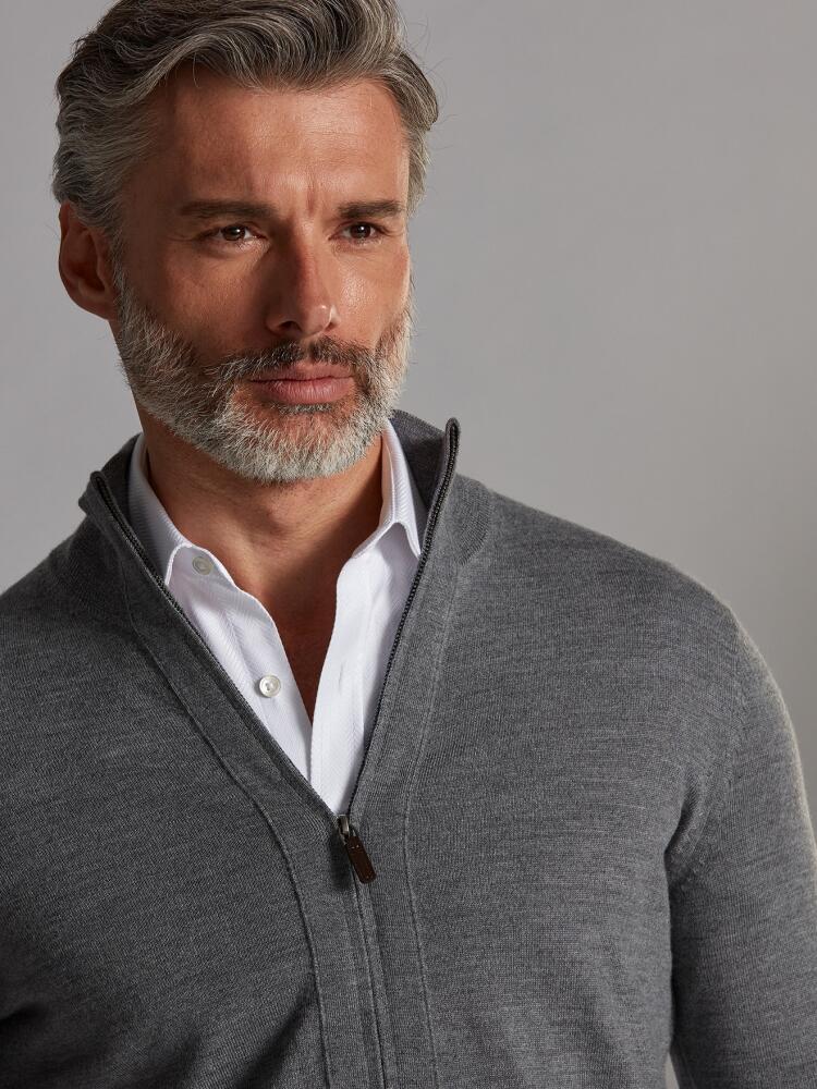 Cardigan con zip Bady in merino grigio