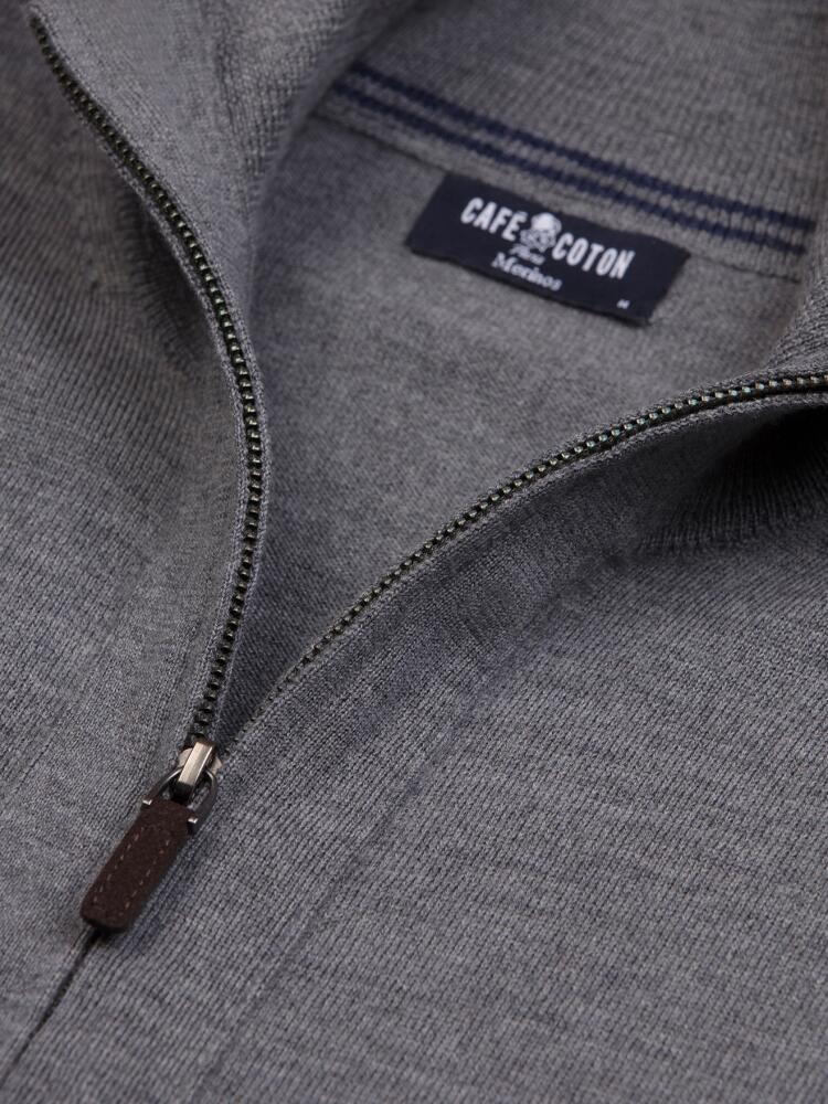 Bady zip-up cardigan in grey merino