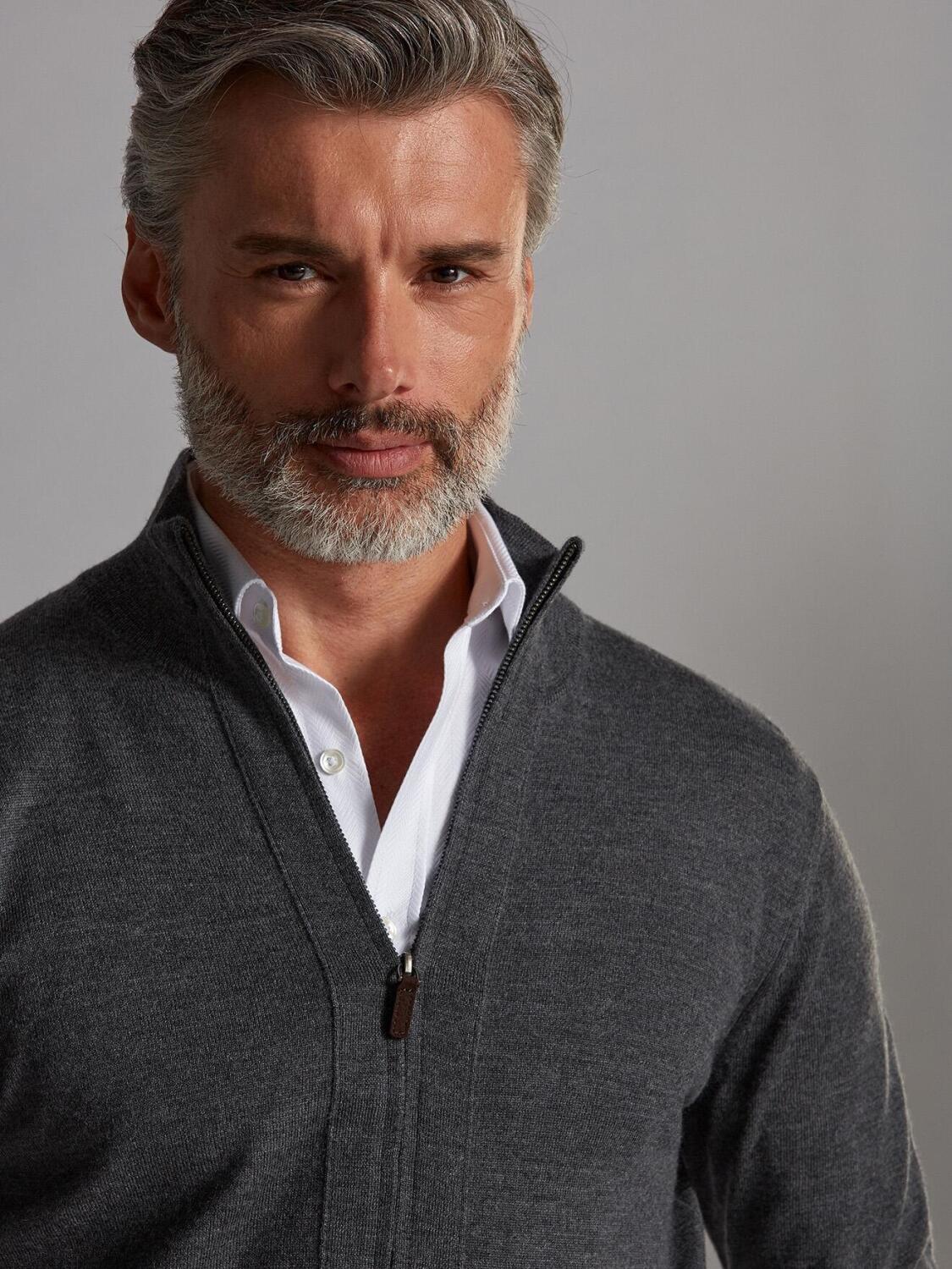 Cardigan zippé Bady en mérinos anthracite