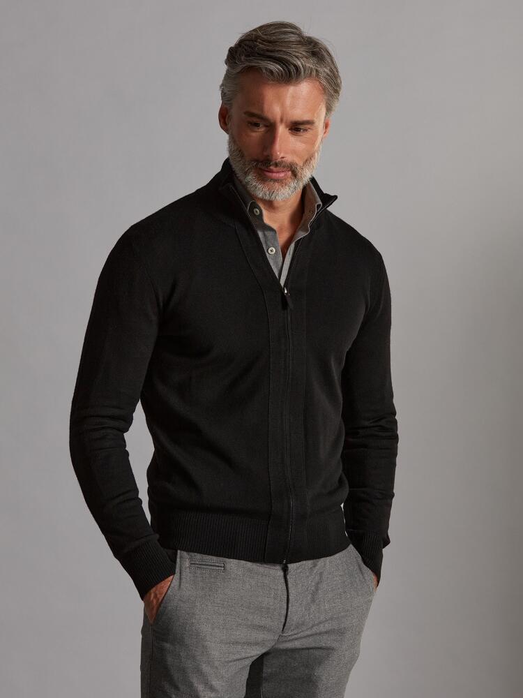 Bady zip-up cardigan in black merino