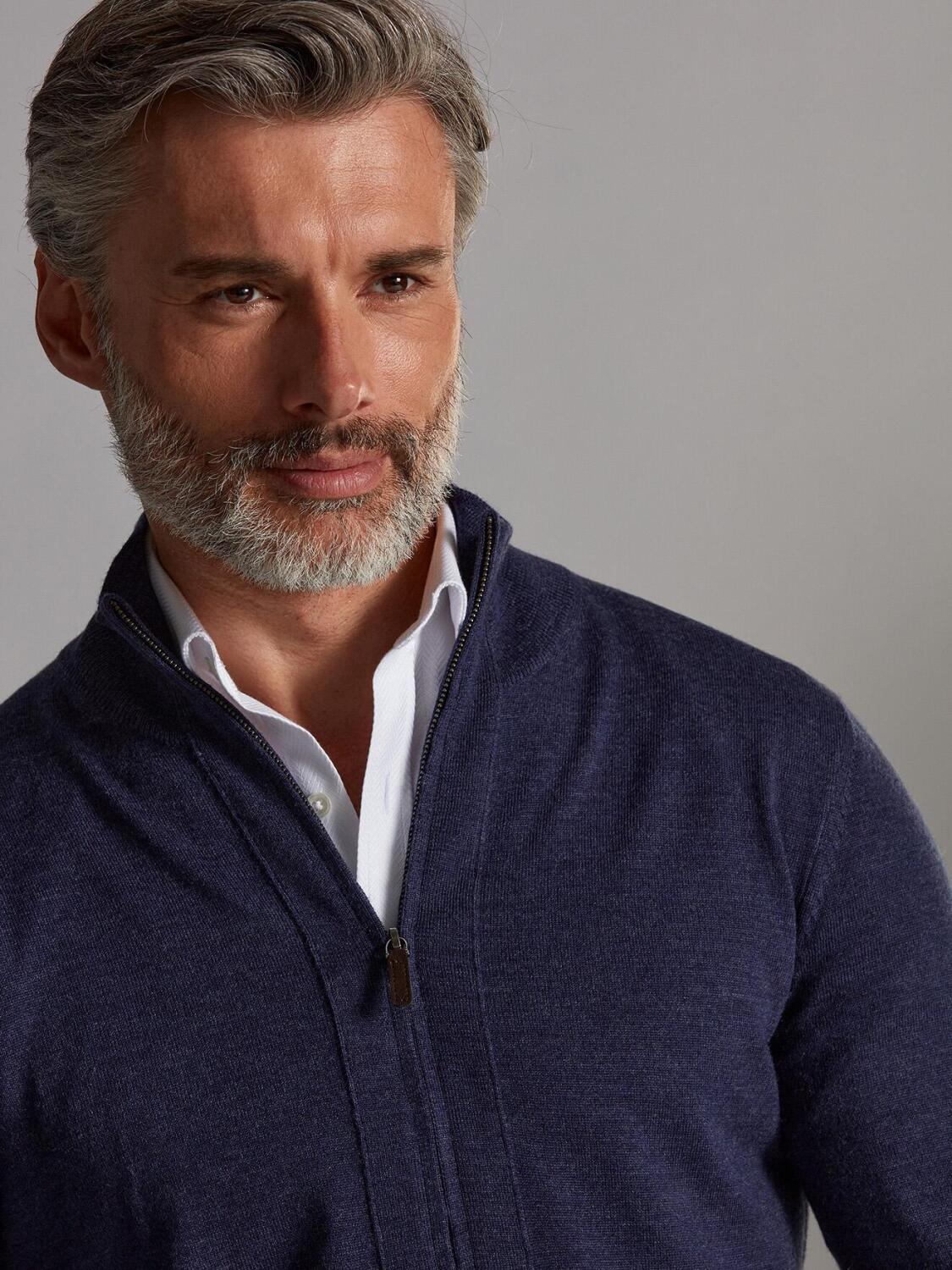 Bady zip-up cardigan in indigo merino